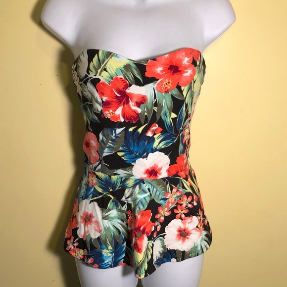 Express Floral Black Tube Top. Size M - Picture 4 of 8